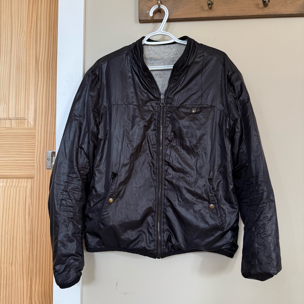 Rag & Bone Men's Black Reversible Nylon and Sweat Bomber Jacket Large